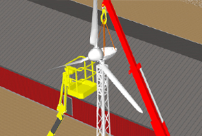 Raise the wind turbine and screw the tower